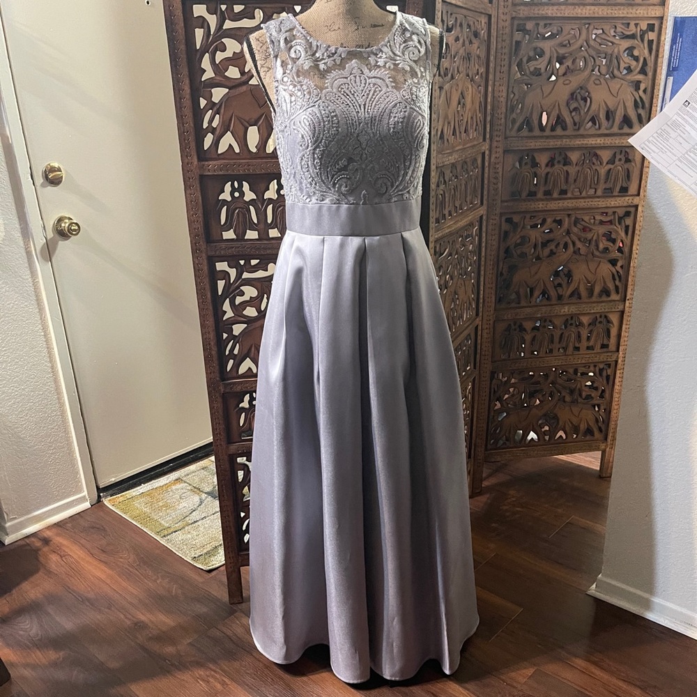 Elisa J Gow with Sequin Lace Bodice Formal Dress